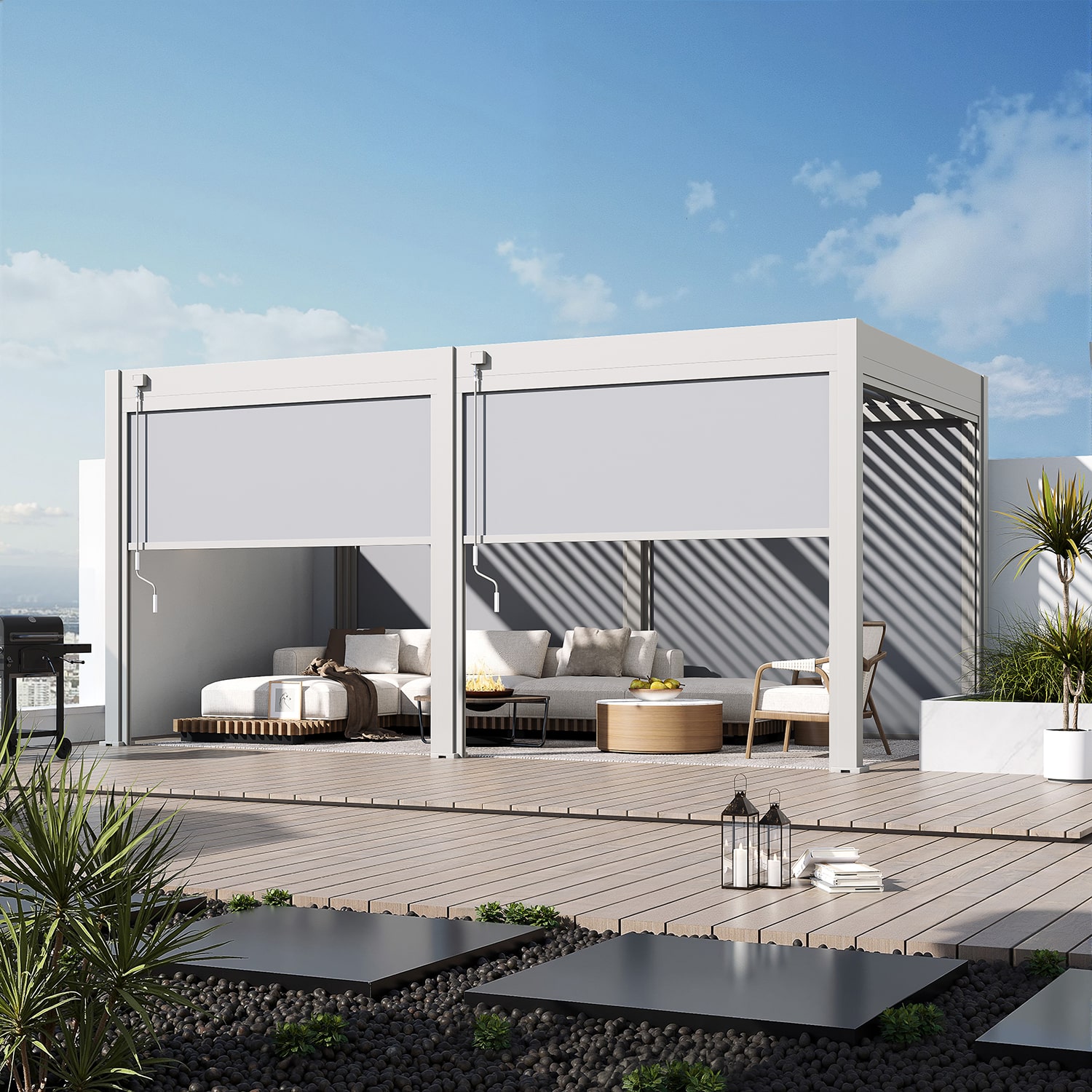 Orion windscherm - 400 cm - Kiezelgrijs