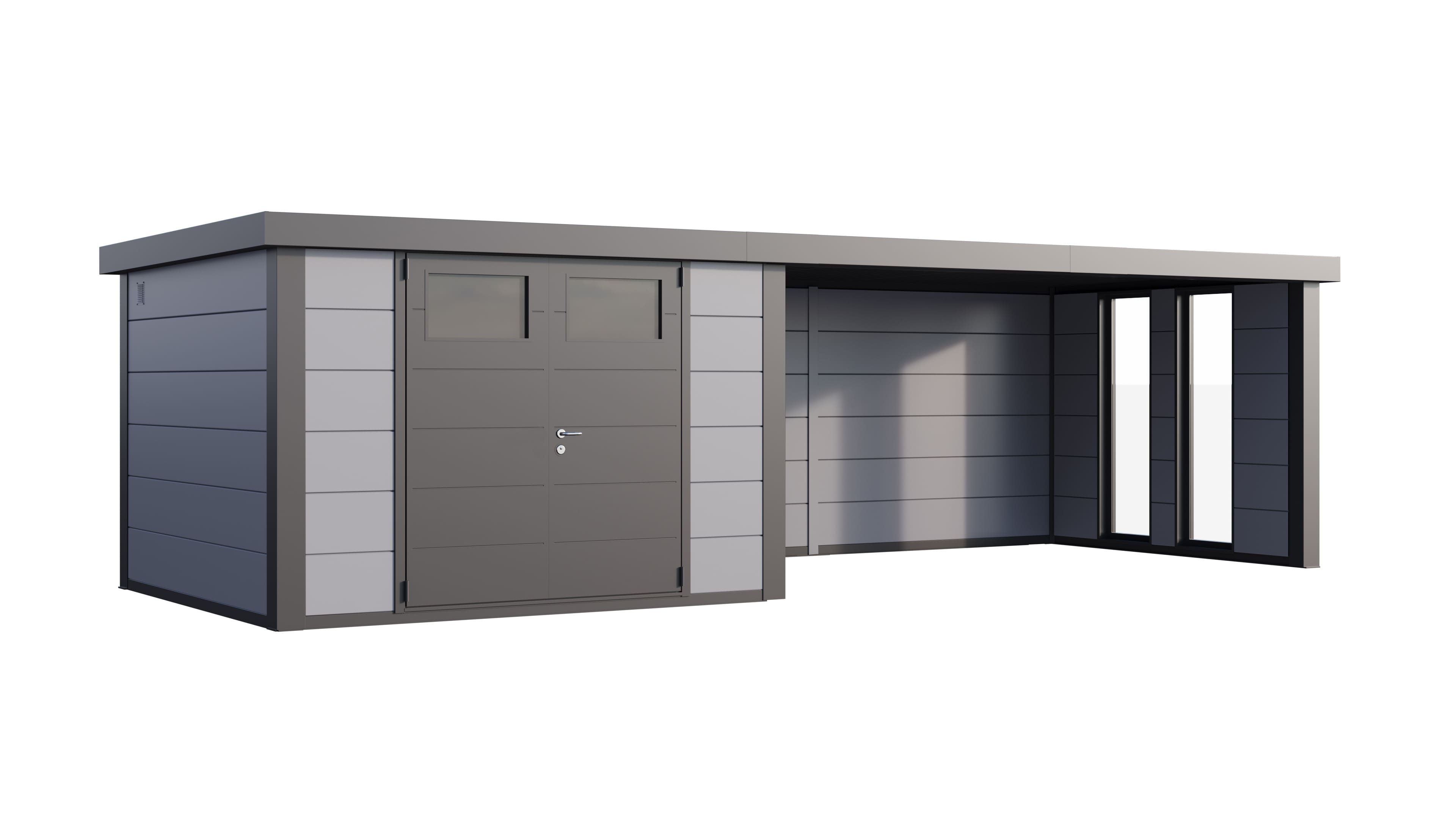 Telluria Classico 3030 tuinhuis inclusief dichte lounge - 642 x 298 cm - lichtgrijs/antraciet