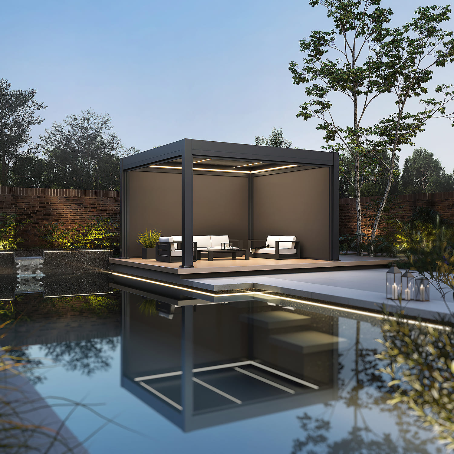 Orion Prestige elektrische overkapping E-LED - 360 x 400 - antraciet - inclusief zonwering en LED verlichting Orion Prestige elektrische overkapping E-LED - 360 x 400 - antraciet - inclusief zonwering en LED verlichting