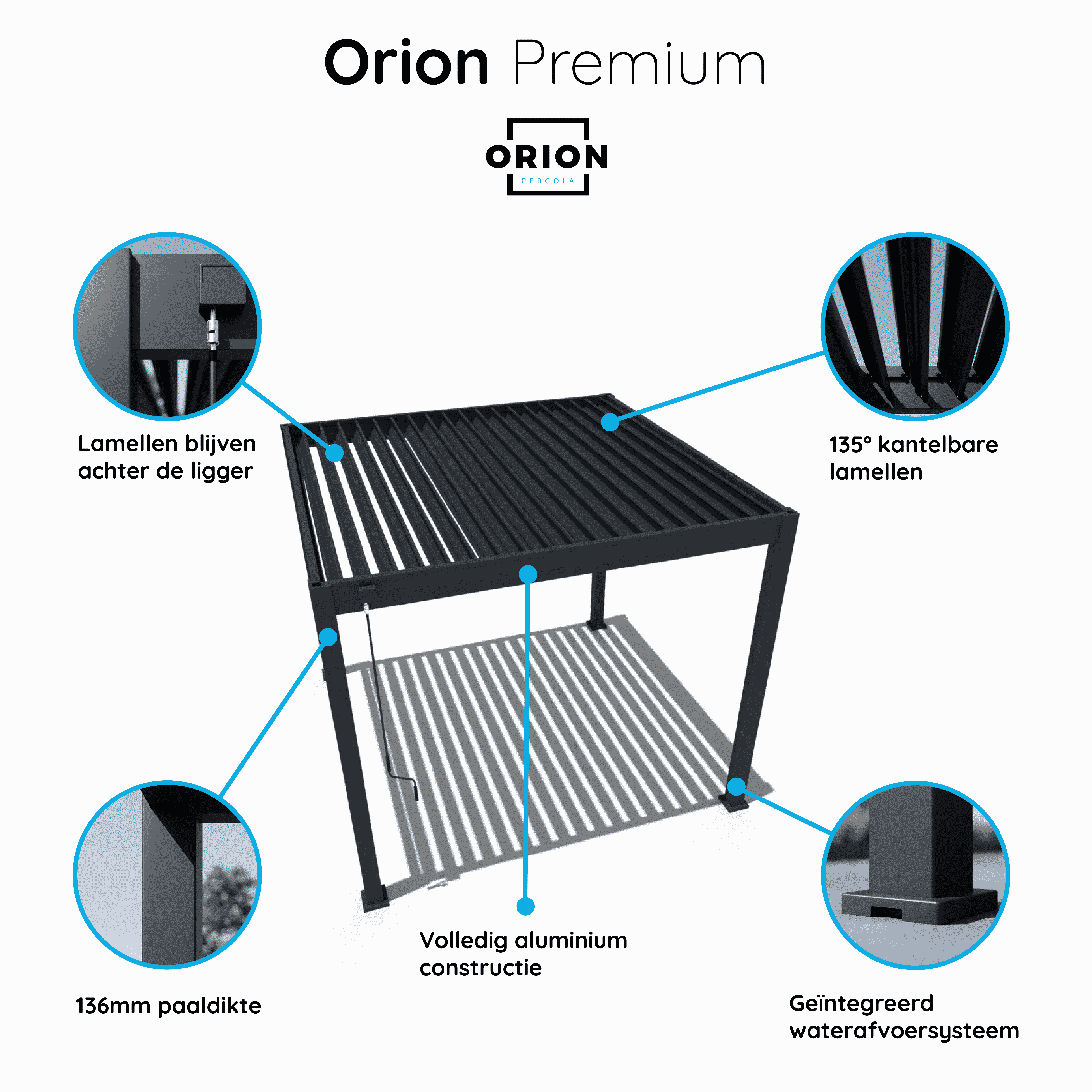 Orion Premium overkapping - 400x800 cm - Wit