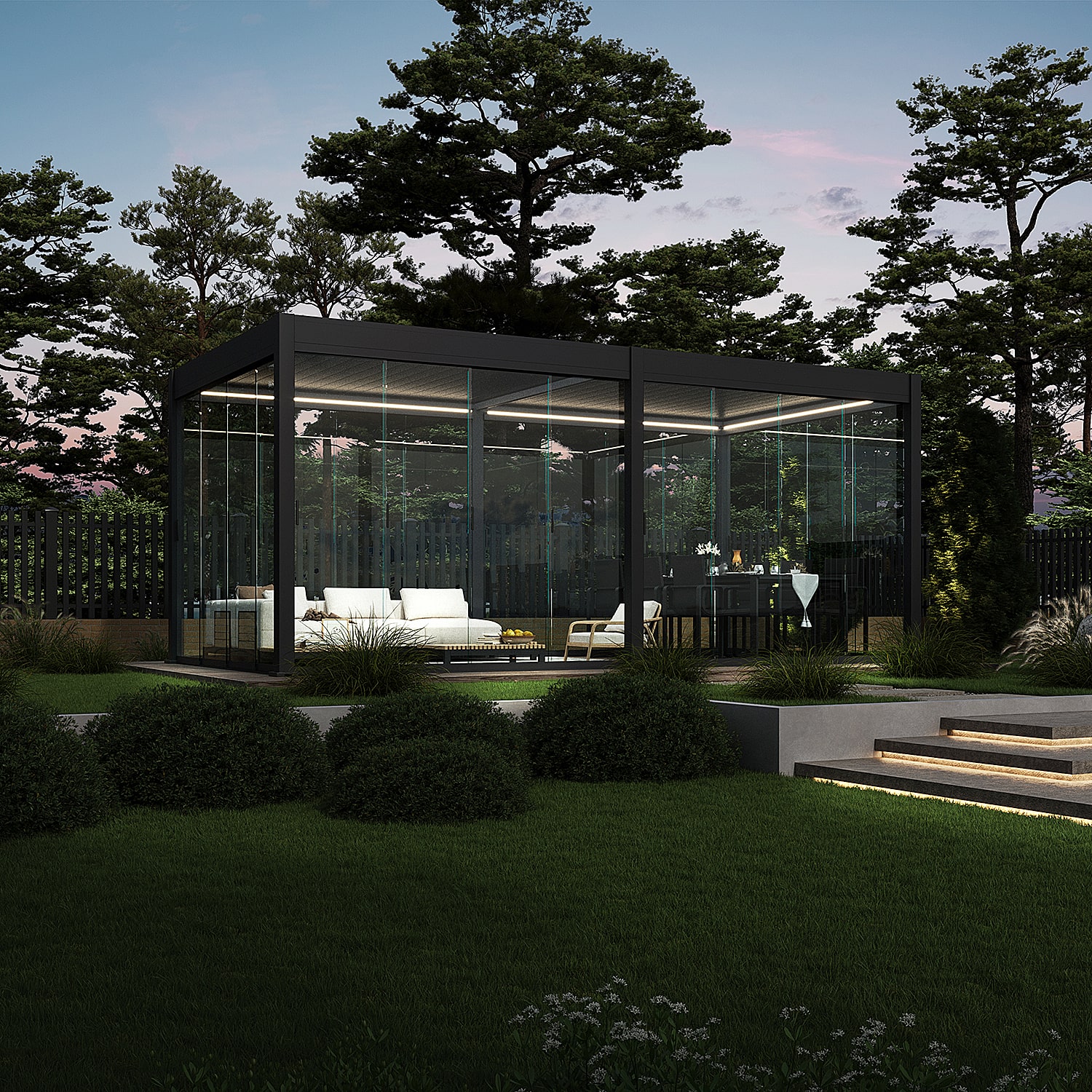 Orion glaswand - Verschuifbaar - 360x236 cm - Voor 3,6 meter zijkant - Wit