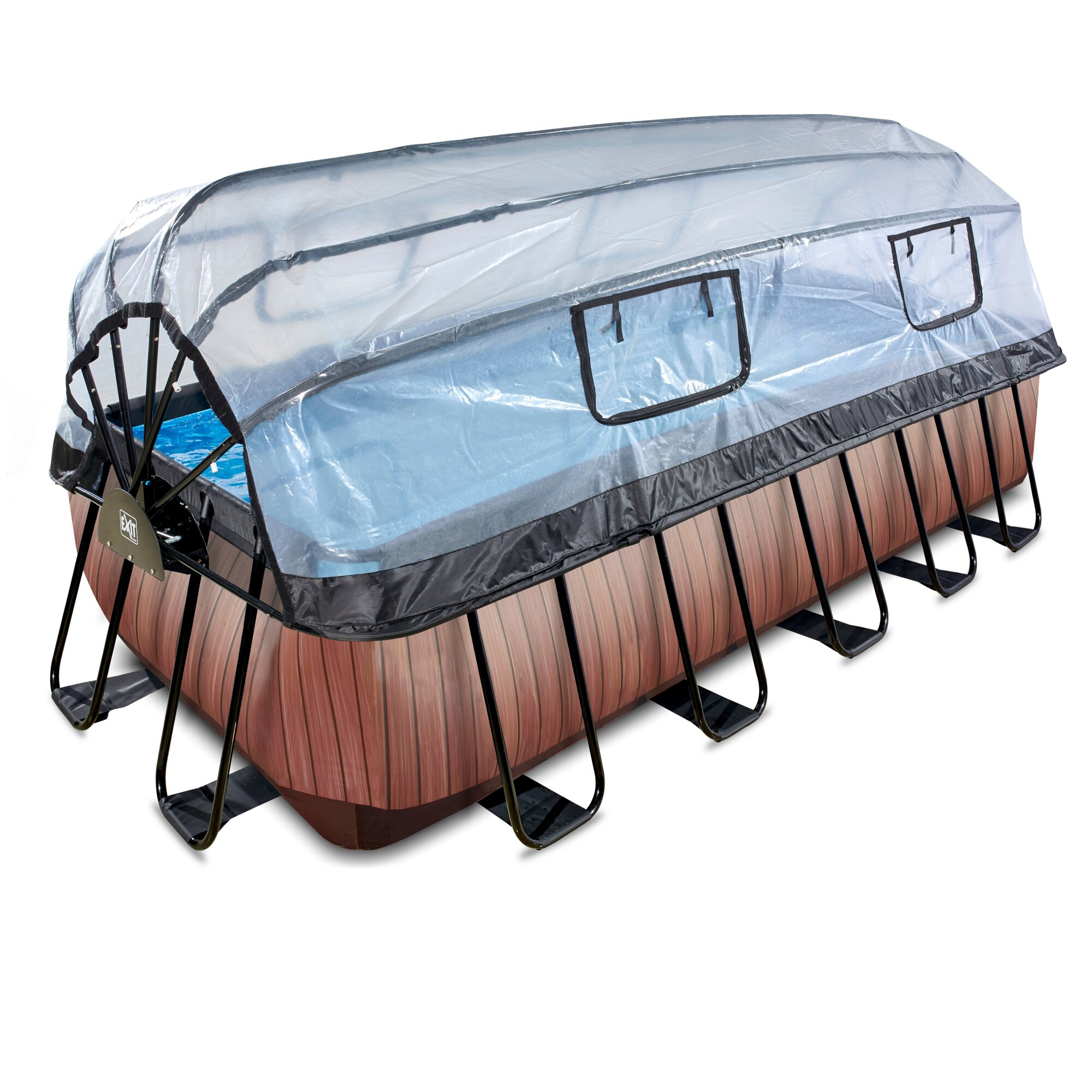 EXIT Wood zwembad 540 x 250 x 122 cm met overkapping, zandfilter- en warmtepomp