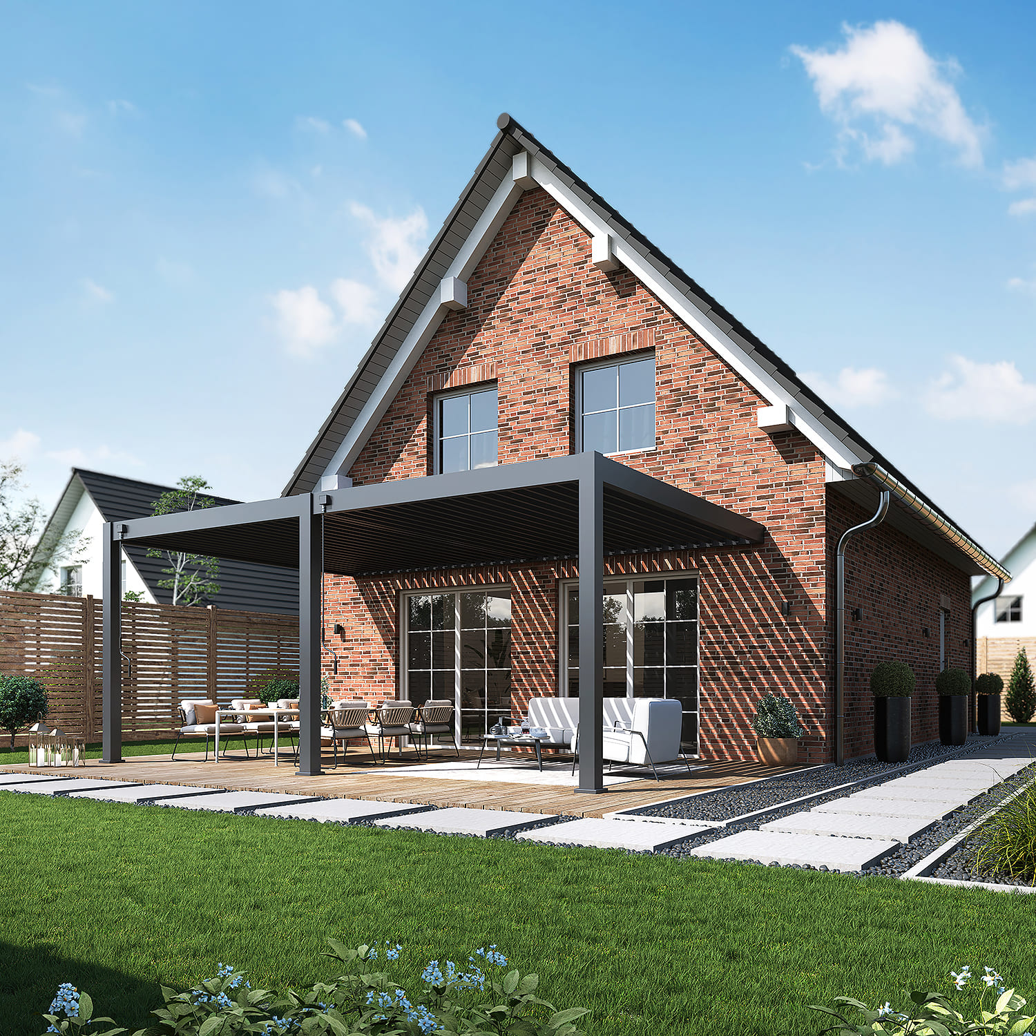 Orion Premium overkapping - Muurbevestiging - 400x600 cm - Antraciet