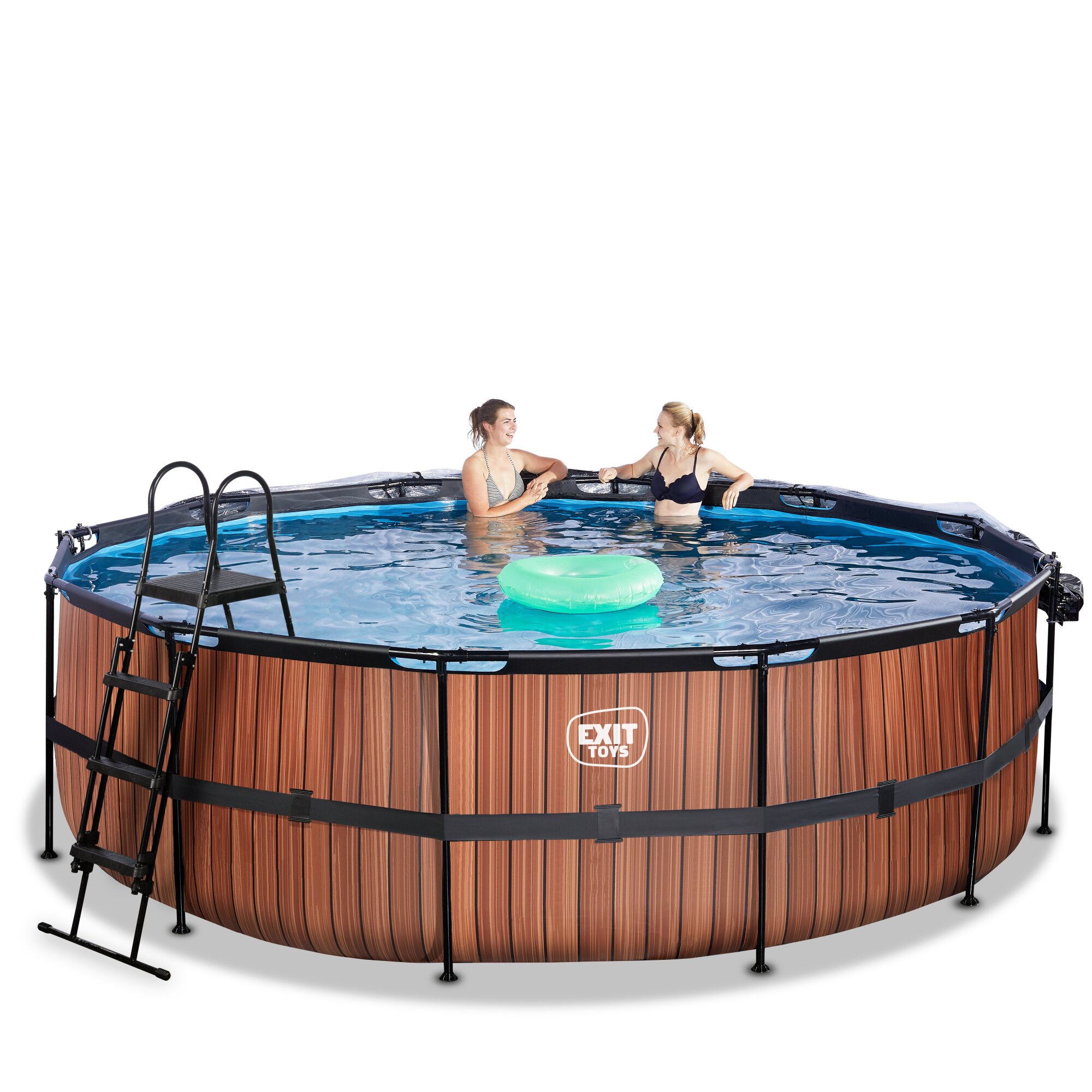 EXIT Wood zwembad Ø 450 x 122 cm met overkapping, zandfilter- en warmtepomp EXIT Wood zwembad Ø 450 x 122 cm met overkapping, zandfilter- en warmtepomp