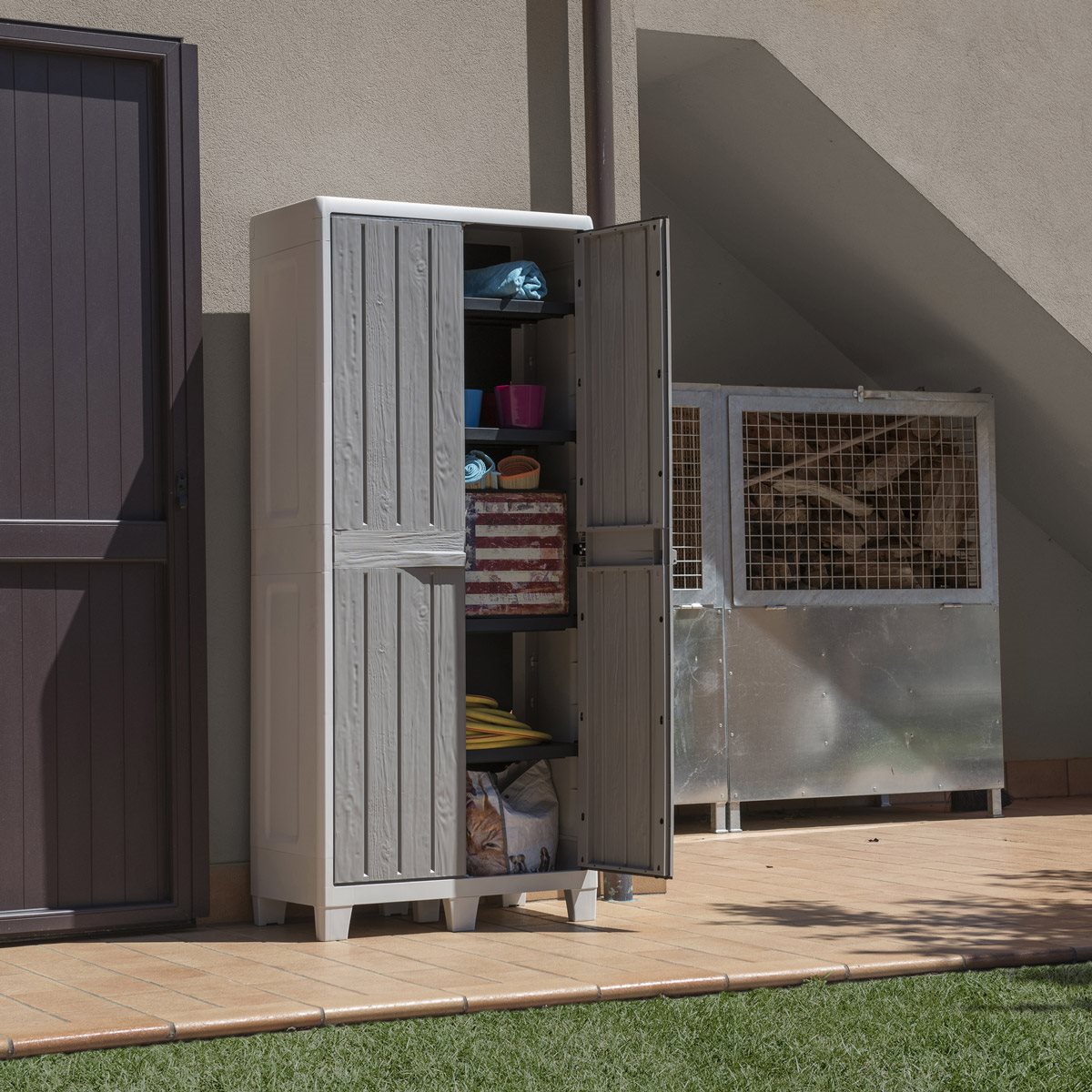 Toomax Florida XL opbergkast hoog - lichtgrijs/donkergrijs