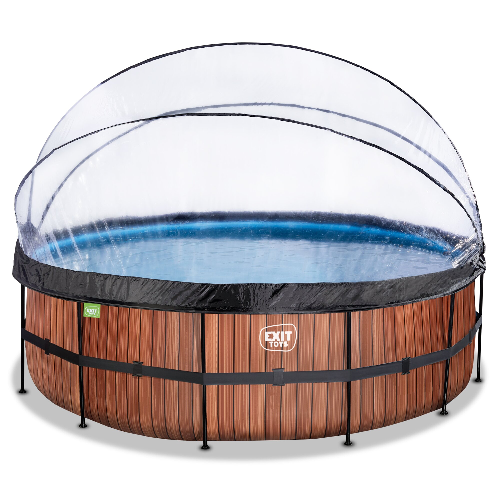 EXIT Wood zwembad Ø 450 x 122 cm met overkapping, zandfilter- en warmtepomp EXIT Wood zwembad Ø 450 x 122 cm met overkapping, zandfilter- en warmtepomp