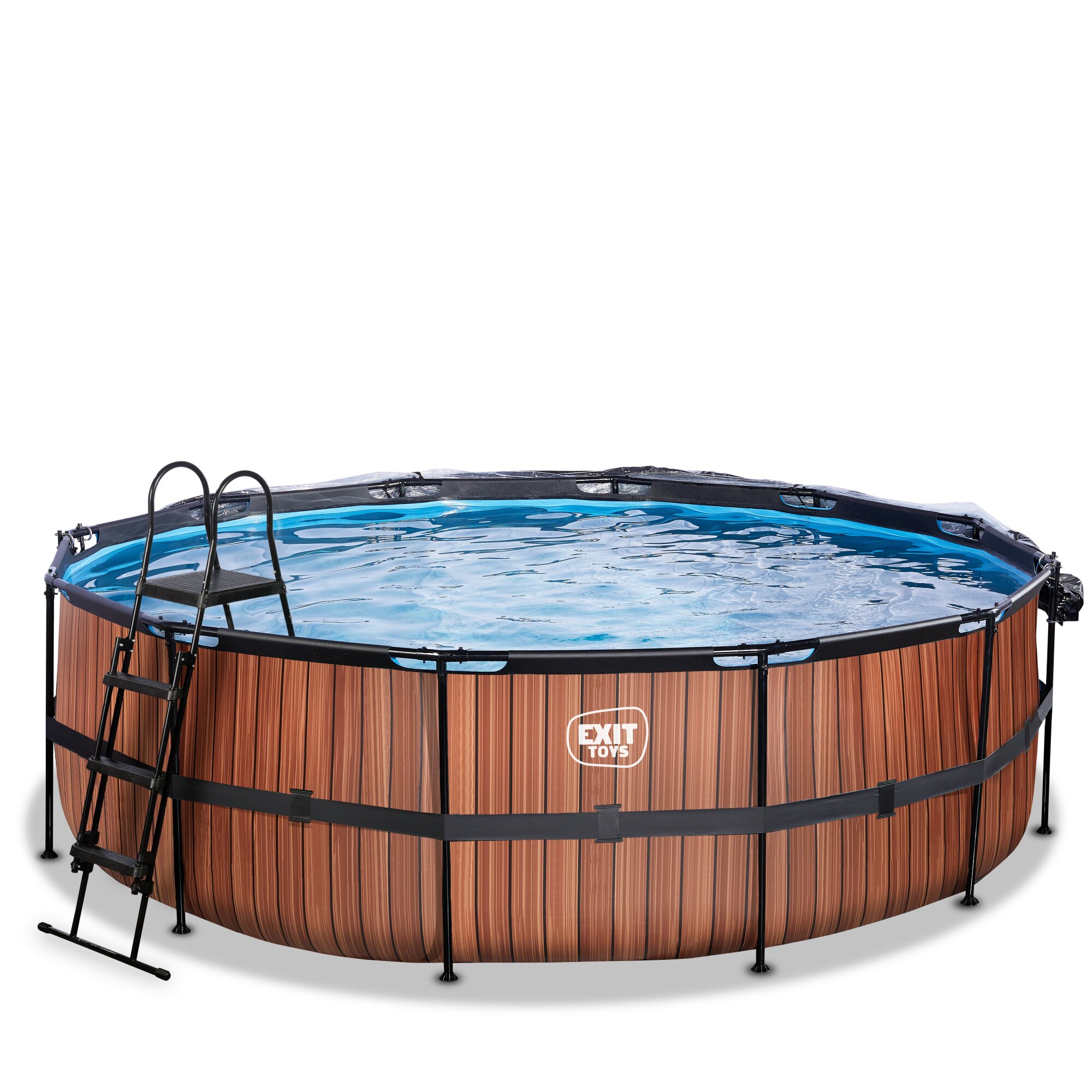 EXIT Wood zwembad Ø 450 x 122 cm met overkapping, zandfilter- en warmtepomp EXIT Wood zwembad Ø 450 x 122 cm met overkapping, zandfilter- en warmtepomp