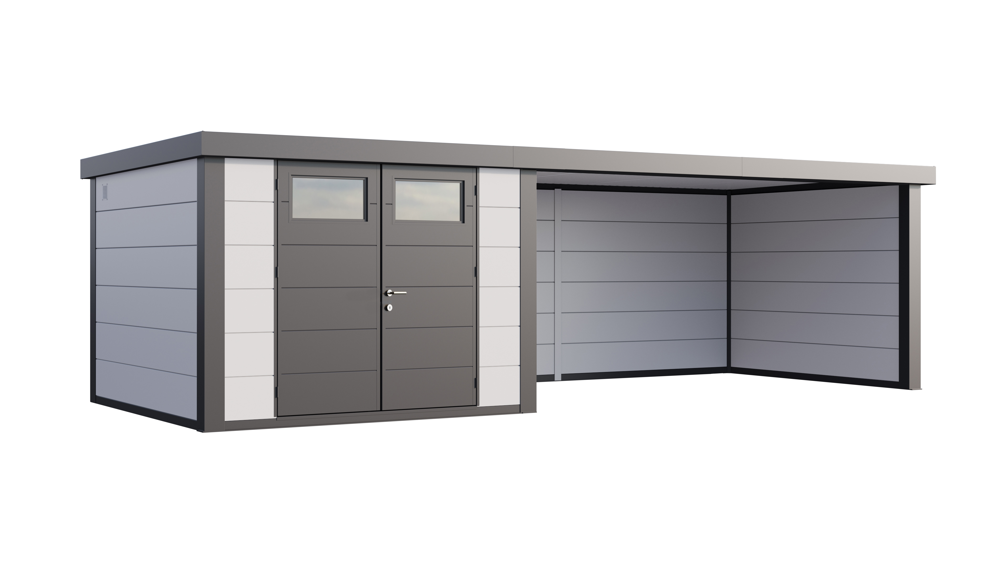 Telluria Classico 3330 tuinhuis - Inclusief dichte lounge rechts - 792 x 298 cm - wit/antraciet