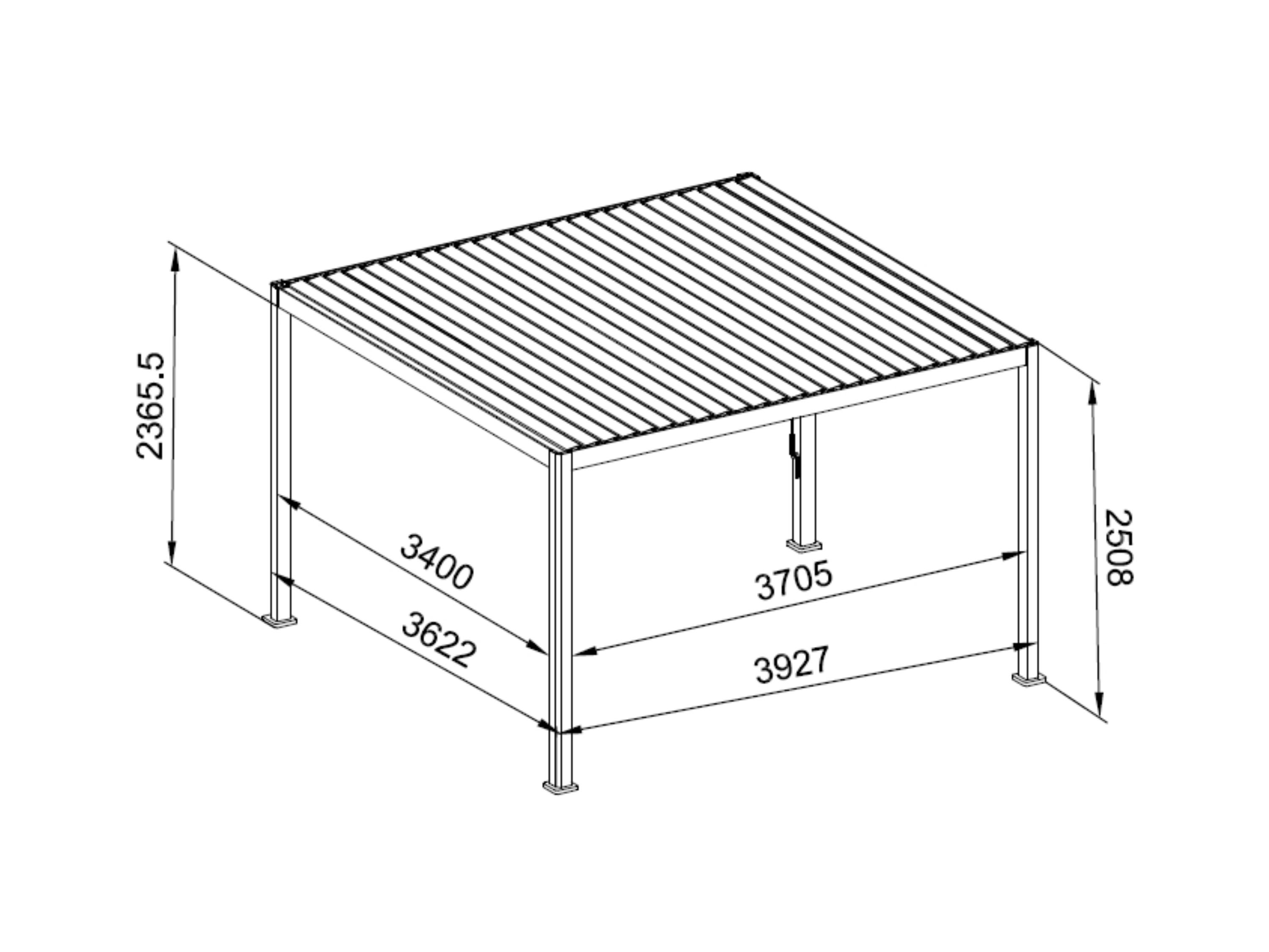 Mirador Deluxe overkapping - 360 x 400 cm - antraciet