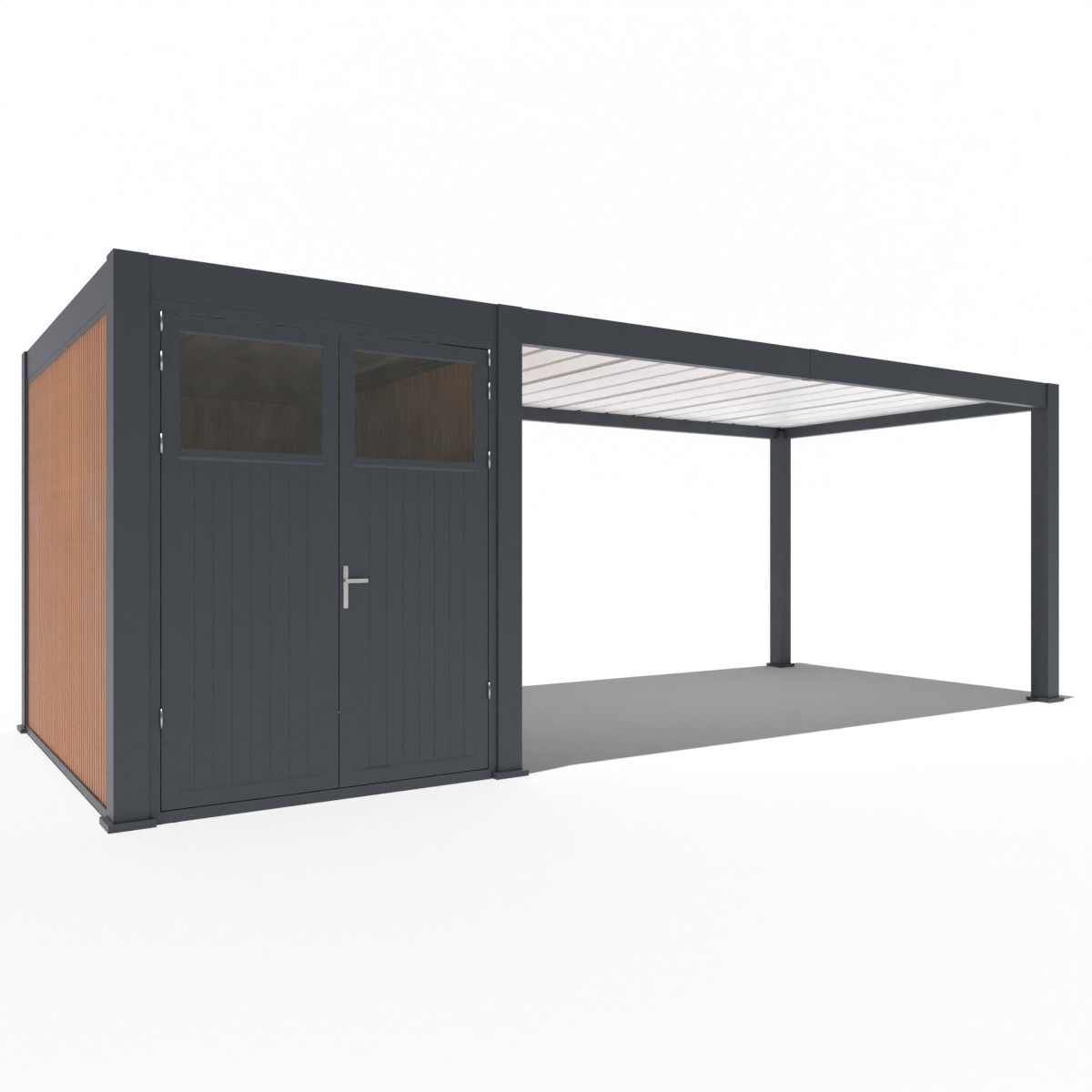 Orion carport - 300x720 cm - Inclusief berging - Antraciet