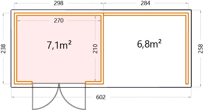 Telluria Classico 3024 tuinhuis inclusief dichte lounge - 582 x 238 cm - wit