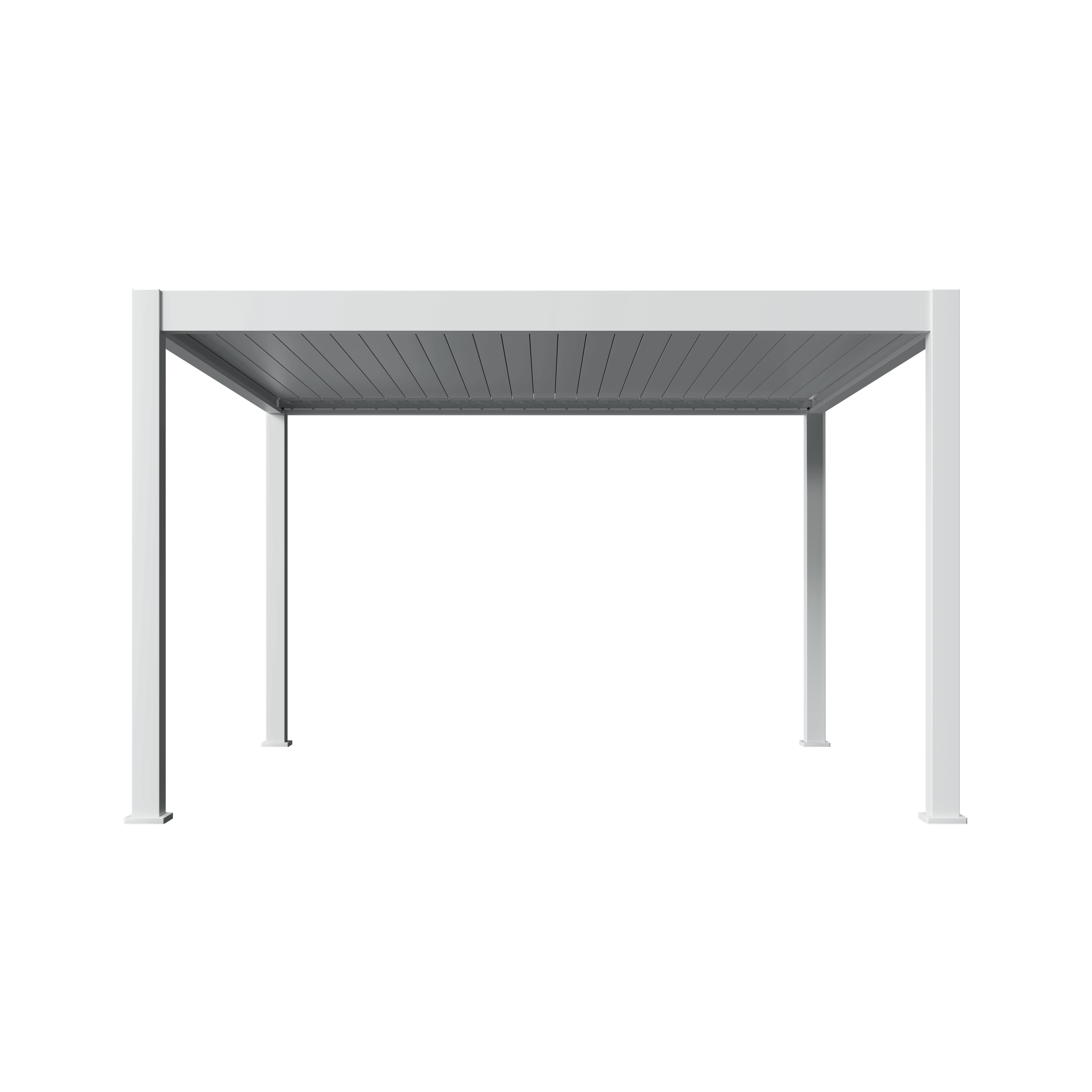 Orion Premium overkapping - E-LED - 400x400 cm - Wit - met elektrisch lamellendak en LED