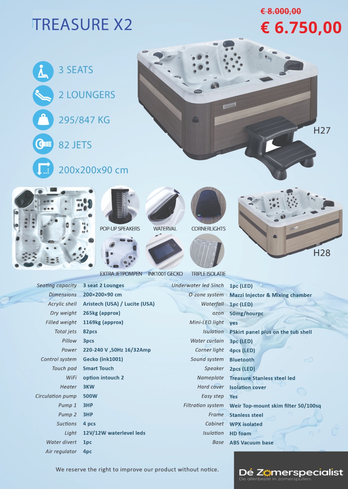 Orion Mirage spa X2 - 5 persoons - Lichtgrijs - Plug and Play